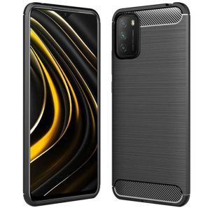 Husa Supreme Carbon compatibila cu Xiaomi Poco M3, Protectie precisa, Design canelat, Margini ranforsate, Anti-amprente, Negru