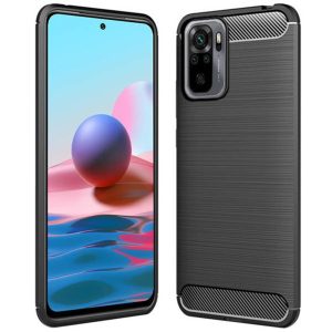 Husa Supreme Carbon compatibila cu Xiaomi Redmi Note 10s, Protectie precisa, Design canelat, Margini ranforsate, Anti-amprente, Negru