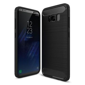 Husa Supreme Carbon compatibila cu Samsung Galaxy S8, Protectie precisa, Design canelat, Margini ranforsate, Anti-amprente, Negru