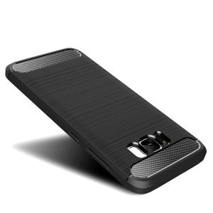 Husa Supreme Carbon compatibila cu Samsung Galaxy S8, Protectie precisa, Design canelat, Margini ranforsate, Anti-amprente, Negru2