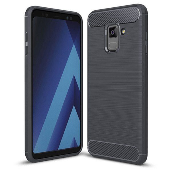 Husa Supreme Carbon compatibila cu Samsung Galaxy A6 (2018), Protectie precisa, Design canelat, Margini ranforsate, Anti-amprente, Negru