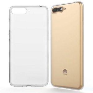 Husa Transparenta compatibila cu Huawei Y6 2018, Slim fit, Anti-alunecare, Design minimalist, 1 mm