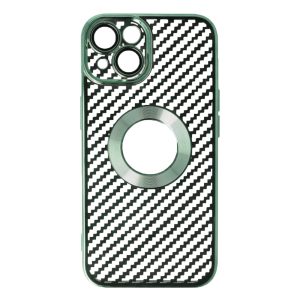 Husa protectie, Compatibila cu Apple iPhone 13, Graphite Shell, Tip carbon, Slim fit, Protectie camere, Verde2