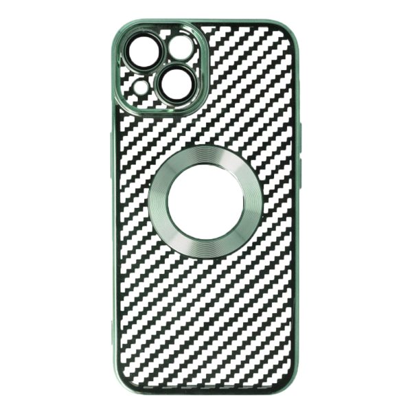 Husa protectie, Compatibila cu Apple iPhone 13, Graphite Shell, Tip carbon, Slim fit, Protectie camere, Verde2