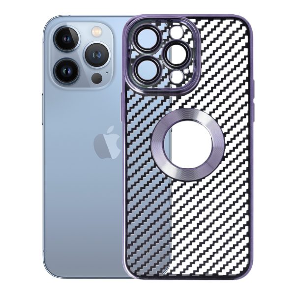 Husa protectie, Compatibila cu Apple iPhone 13 Pro, Graphite Shell, Tip carbon, Slim fit, Protectie camere, Mov