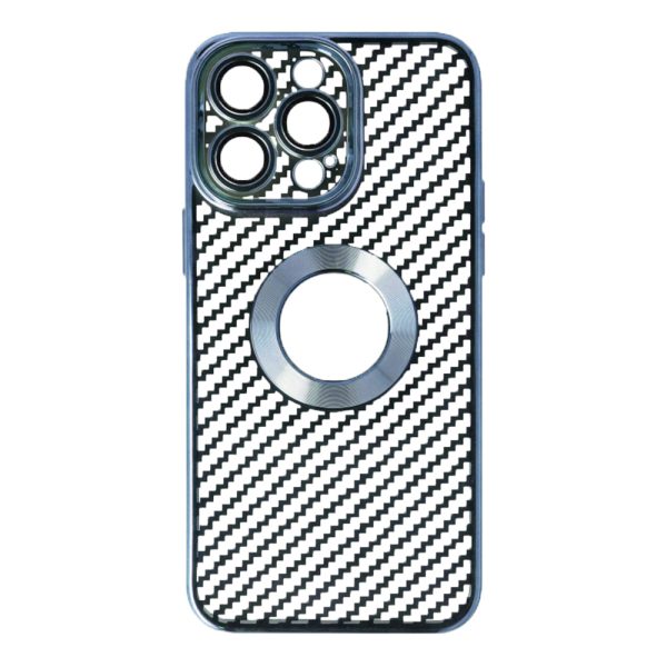 Husa protectie, Compatibila cu Apple iPhone 13 Pro, Graphite Shell, Tip carbon, Slim fit, Protectie camere, Albastru2