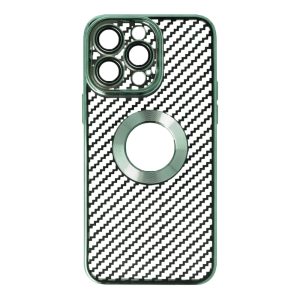 Husa protectie, Compatibila cu Apple iPhone 13 Pro Max, Graphite Shell, Tip carbon, Slim fit, Protectie camere, Verde2