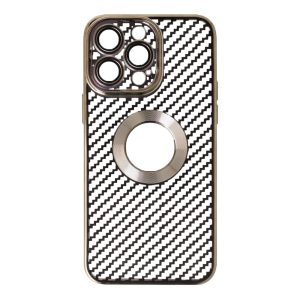 Husa protectie, Compatibila cu Apple iPhone 13 Pro Max, Graphite Shell, Tip carbon, Slim fit, Protectie camere, Auriu2