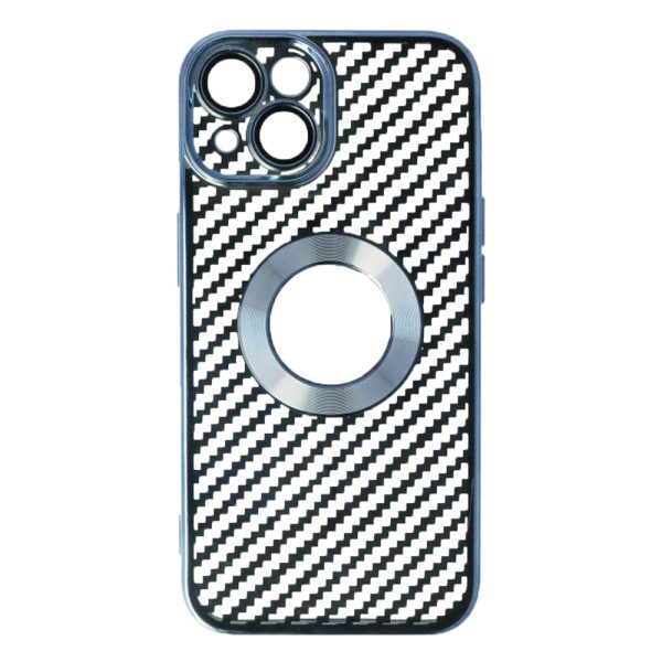 Husa protectie, Compatibila cu Apple iPhone 14, Graphite Shell, Tip carbon, Slim fit, Protectie camere, Albastru2