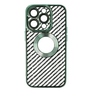 Husa protectie, Compatibila cu Apple iPhone 14 Pro, Graphite Shell, Tip carbon, Slim fit, Protectie camere, Verde2