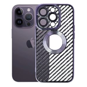 Husa protectie, Compatibila cu Apple iPhone 14 Pro, Graphite Shell, Tip carbon, Slim fit, Protectie camere, Mov