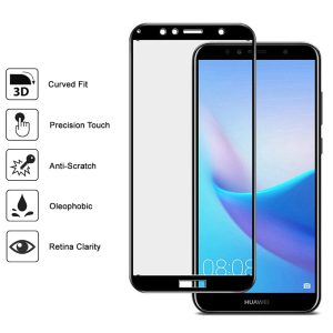 Folie sticla ProElite Protection compatibila cu Huawei Y6 (2018), Ultra Rezistenta, Full Cover, Full Glue, Calitate Premium, Margini negre - 2