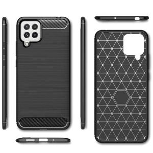 Husa Supreme Carbon compatibila cu Samsung Galaxy A22, Protectie precisa, Design canelat, Margini ranforsate, Anti-amprente, Negru