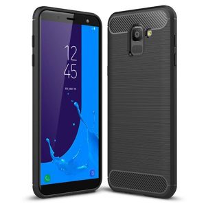 Husa Supreme Carbon compatibila cu Samsung Galaxy J6 (2018), Protectie precisa, Design canelat, Margini ranforsate, Anti-amprente, Negru