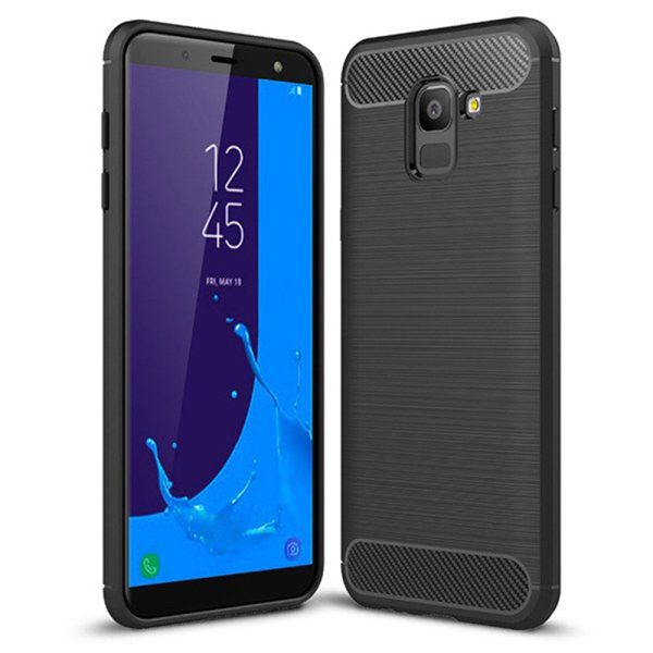 Husa Supreme Carbon compatibila cu Samsung Galaxy J6 (2018), Protectie precisa, Design canelat, Margini ranforsate, Anti-amprente, Negru