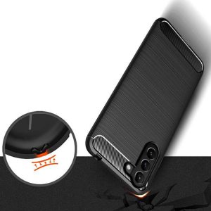 Husa Supreme Carbon compatibila cu Samsung Galaxy S21 Plus, Protectie precisa, Design canelat, Margini ranforsate, Anti-amprente, Negru5