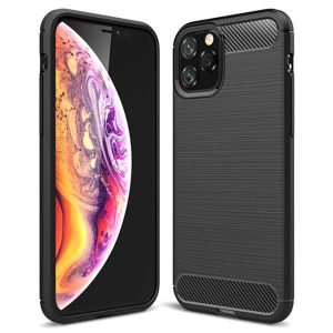 Husa Supreme Carbon compatibila cu Apple iPhone 11 Pro Max, Protectie precisa, Design canelat, Margini ranforsate, Anti-amprente, Negru