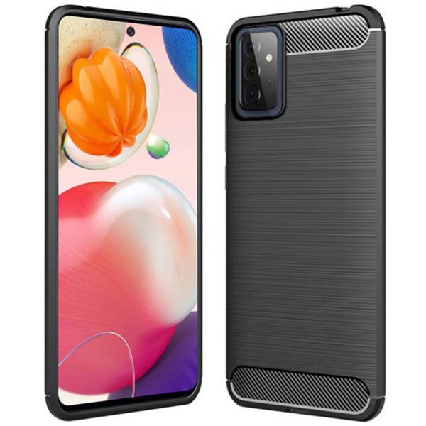 Husa Supreme Carbon compatibila cu Samsung Galaxy A72 5G, Protectie precisa, Design canelat, Margini ranforsate, Anti-amprente, Negru