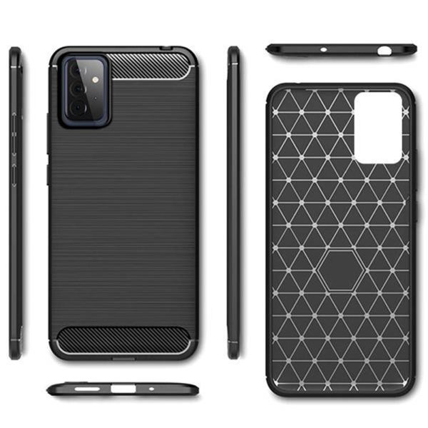 Husa Supreme Carbon compatibila cu Samsung Galaxy A72 5G, Protectie precisa, Design canelat, Margini ranforsate, Anti-amprente, Negru