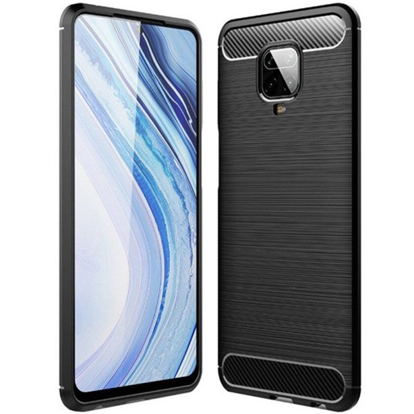 Husa Supreme Carbon compatibila cu Xiaomi Redmi Note 9 Pro, Protectie precisa, Design canelat, Margini ranforsate, Anti-amprente, Negru