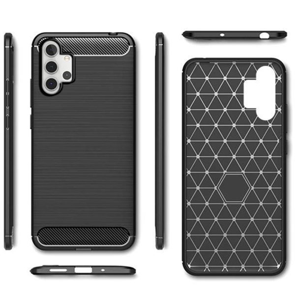 Husa Supreme Carbon compatibila cu Samsung Galaxy A32 5G, Protectie precisa, Design canelat, Margini ranforsate, Anti-amprente, Negru