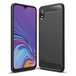 Husa Supreme Carbon compatibila cu Samsung Galaxy A10|Galaxy M10, Protectie precisa, Design canelat, Margini ranforsate, Anti-amprente, Negru