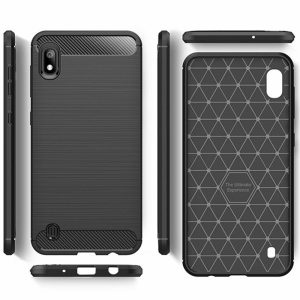 Husa Supreme Carbon compatibila cu Samsung Galaxy A10|Galaxy M10, Protectie precisa, Design canelat, Margini ranforsate, Anti-amprente, Negru