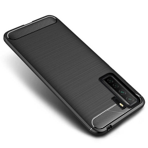 Husa Supreme Carbon compatibila cu Huawei P40 Lite 5G, Protectie precisa, Design canelat, Margini ranforsate, Anti-amprente, Negru2