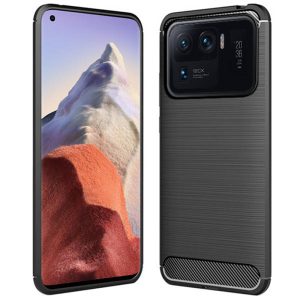 Husa Supreme Carbon compatibila cu Xiaomi Mi 11 Ultra, Protectie precisa, Design canelat, Margini ranforsate, Anti-amprente, Negru