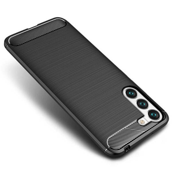 Husa Supreme Carbon compatibila cu Samsung Galaxy S22 Plus, Protectie precisa, Design canelat, Margini ranforsate, Anti-amprente, Negru2