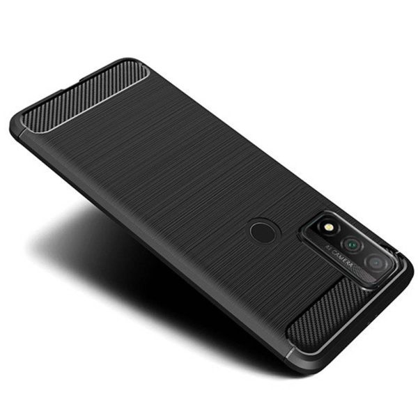 Husa Supreme Carbon compatibila cu Huawei P Smart (2020), Protectie precisa, Design canelat, Margini ranforsate, Anti-amprente, Negru2