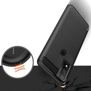 Husa Supreme Carbon compatibila cu Huawei P Smart (2020), Protectie precisa, Design canelat, Margini ranforsate, Anti-amprente, Negru3