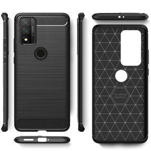 Husa Supreme Carbon compatibila cu Huawei P Smart (2020), Protectie precisa, Design canelat, Margini ranforsate, Anti-amprente, Negru5