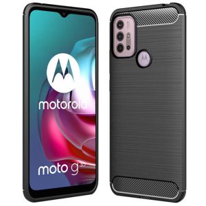 Husa Supreme Carbon compatibila cu Motorola Moto G30, Protectie precisa, Design canelat, Margini ranforsate, Anti-amprente, Negru