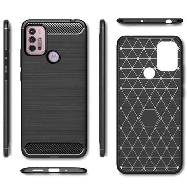 Husa Supreme Carbon compatibila cu Motorola Moto G30, Protectie precisa, Design canelat, Margini ranforsate, Anti-amprente, Negru