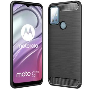 Husa Supreme Carbon compatibila cu Motorola Moto G20, Protectie precisa, Design canelat, Margini ranforsate, Anti-amprente, Negru