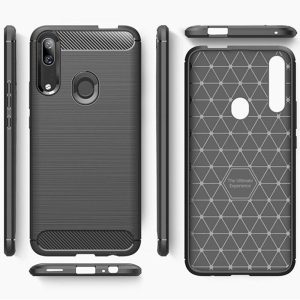 Husa Supreme Carbon compatibila cu Huawei P Smart Z, Protectie precisa, Design canelat, Margini ranforsate, Anti-amprente, Negru