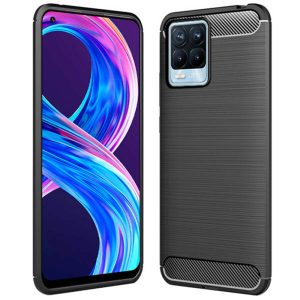 Husa Supreme Carbon compatibila cu Realme 8 Pro, Protectie precisa, Design canelat, Margini ranforsate, Anti-amprente, Negru