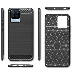 Husa Supreme Carbon compatibila cu Realme 8 Pro, Protectie precisa, Design canelat, Margini ranforsate, Anti-amprente, Negru