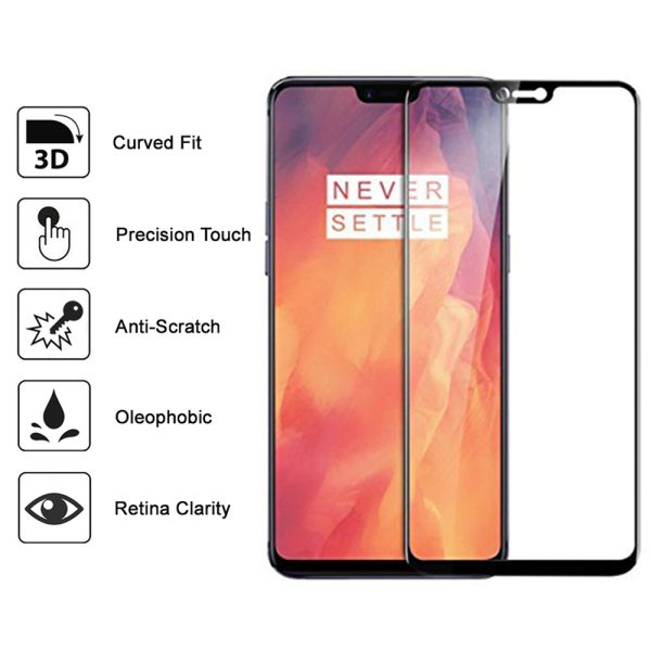 Folie sticla ProElite Protection compatibila cu OnePlus 6, Ultra Rezistenta, Full Cover, Full Glue, Calitate Premium, Margini negre - 2