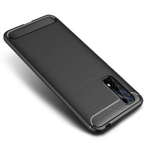 Husa Supreme Carbon compatibila cu Realme 7, Protectie precisa, Design canelat, Margini ranforsate, Anti-amprente, Negru2