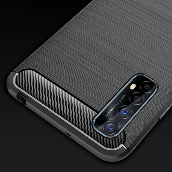 Husa Supreme Carbon compatibila cu Realme 7, Protectie precisa, Design canelat, Margini ranforsate, Anti-amprente, Negru4