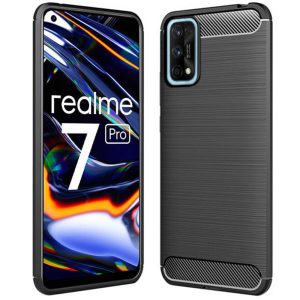 Husa Supreme Carbon compatibila cu Realme 7 Pro, Protectie precisa, Design canelat, Margini ranforsate, Anti-amprente, Negru