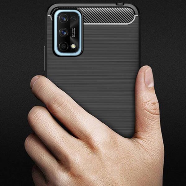 Husa Supreme Carbon compatibila cu Realme 7 Pro, Protectie precisa, Design canelat, Margini ranforsate, Anti-amprente, Negru5