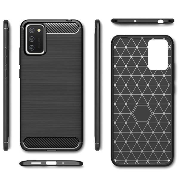 Husa Supreme Carbon compatibila cu Samsung Galaxy A02s, Protectie precisa, Design canelat, Margini ranforsate, Anti-amprente, Negru4