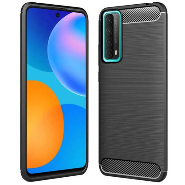 Husa Supreme Carbon compatibila cu Huawei P Smart (2021), Protectie precisa, Design canelat, Margini ranforsate, Anti-amprente, Negru