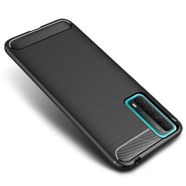 Husa Supreme Carbon compatibila cu Huawei P Smart (2021), Protectie precisa, Design canelat, Margini ranforsate, Anti-amprente, Negru2