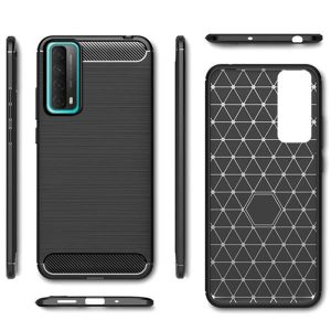 Husa Supreme Carbon compatibila cu Huawei P Smart (2021), Protectie precisa, Design canelat, Margini ranforsate, Anti-amprente, Negru