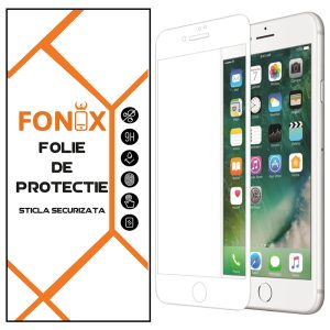 Folie compatibila cu iPhone 8 Plus, Comando Fonix, Adeziv pe intreaga suprafata, Acoperire completa, Instalare usoara, Alb - 5