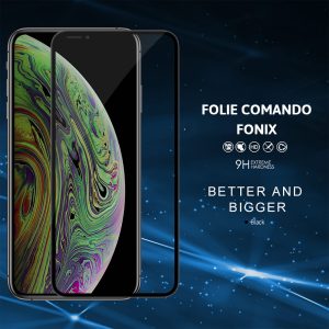 Folie compatibila cu iPhone 11 Pro Max, Comando Fonix, Adeziv pe intreaga suprafata, Acoperire completa, Instalare usoara, Negru - 2